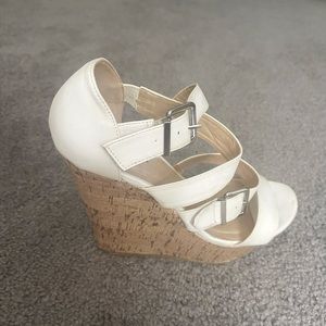 Barely worn white strappy wedges